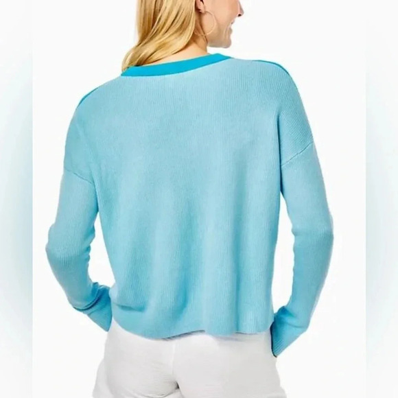 Lilly Pulitzer Rivka Sweater - Ravello Blue Chevron StripeSize XL - Picture 4 of 15